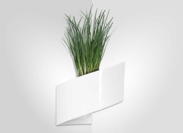 Blomkrukor att hänga keramik-vit-diagonal-design-prydnads-gräs-modul-grön