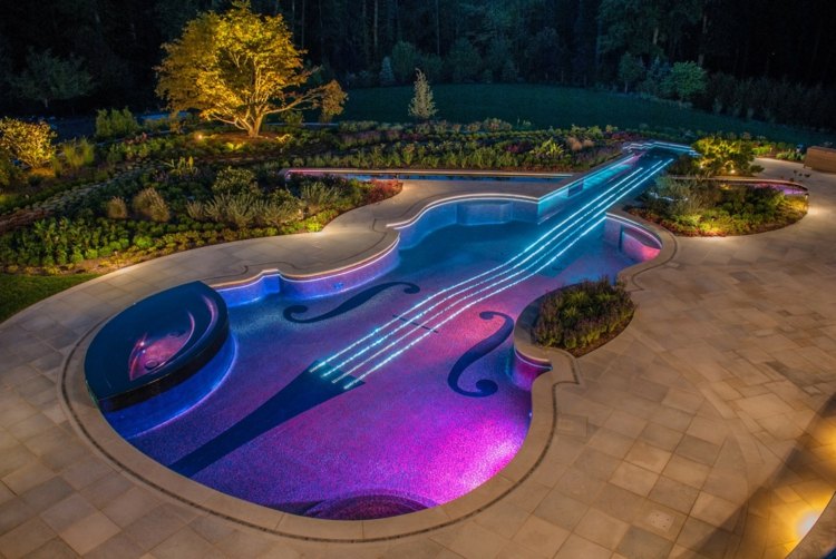 originalbelysning ledde poolform violinblå ljusrosa