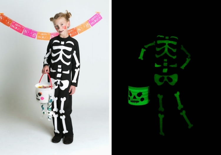 barn-karneval-kostymer-skelett-lysande-mörker-neonfärgad-kostym