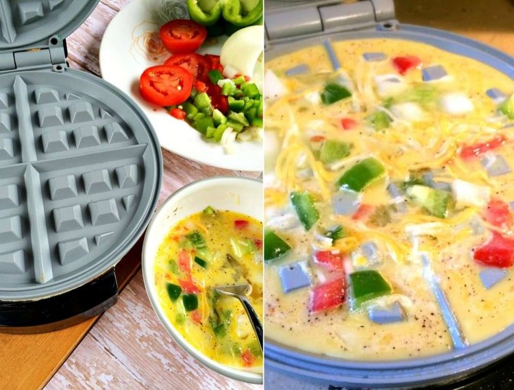 Våffeljärnrecept - Förbered en omelett med grönsaker