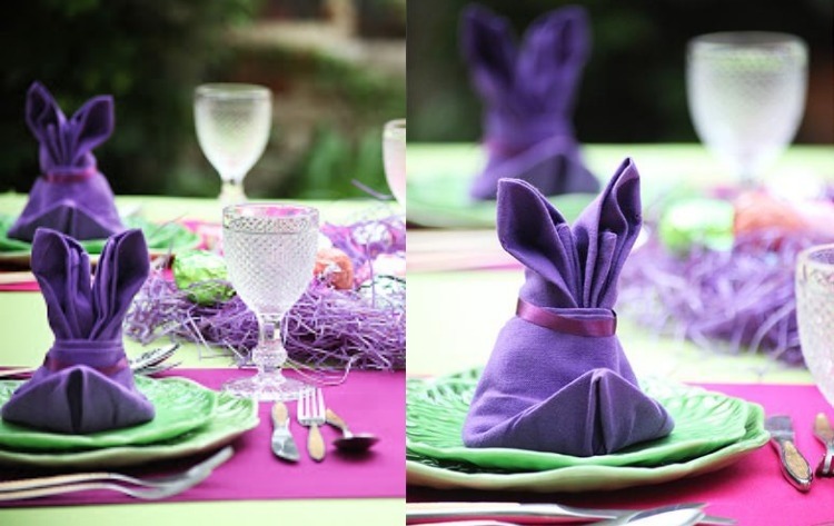 Påsk-servett-vik-diy-lila-violett-bord-dekoration-arrangera-vår