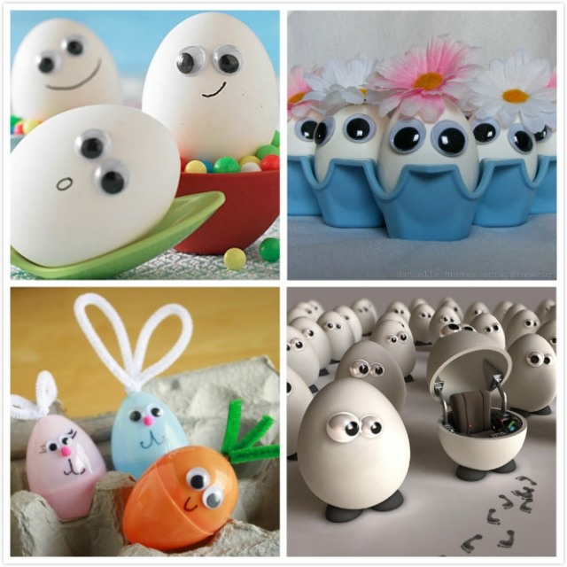 Påsk hantverk barn idéer för att dekorera ägg googly ögon
