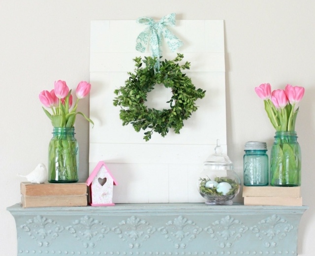 Tulpaner Birdhouse Wreath påskägg Spegel syltburkar