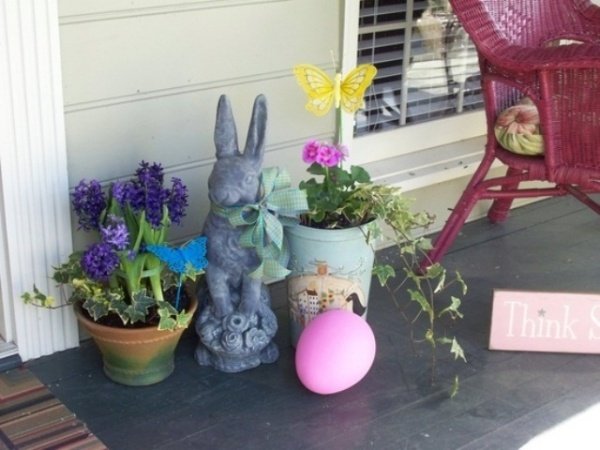 Dekorera veranda-ägg vårblommor Påskfigurer-kanin