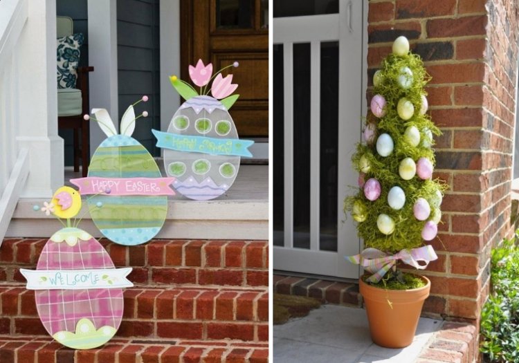 Påskdekoration-trädgård-idéer-utanför-påsk-ägg-dekorationsobjekt