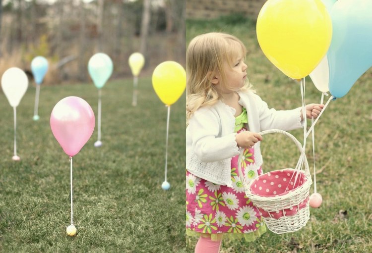 Påskdekoration med ballonger tinker äggjakt helium