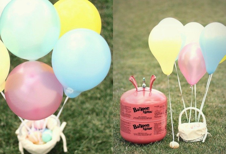 Påskdekorationer med ballonger gör äggjakt -heliumballonger