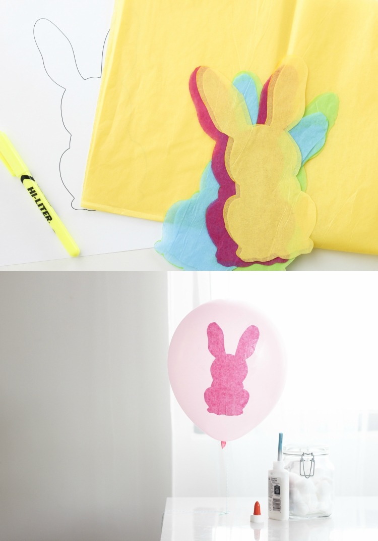 tinker ballonger påsk dekoration kanin stencil bomull bollar