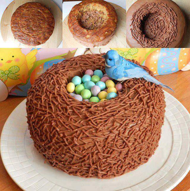 påsk recept-idéer tårta choklad fågelbo färgglada ägg