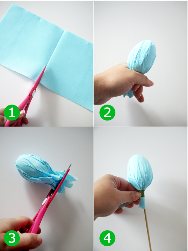 Påskdekoration-gör-det-själv-idéer-servetttulpaner blå instruktioner