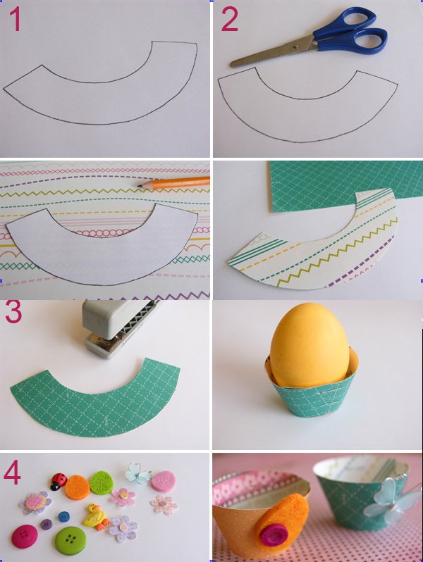 Påskdekorationer-gör-det-själv-idéer-äggkoppar dekorerar knappar