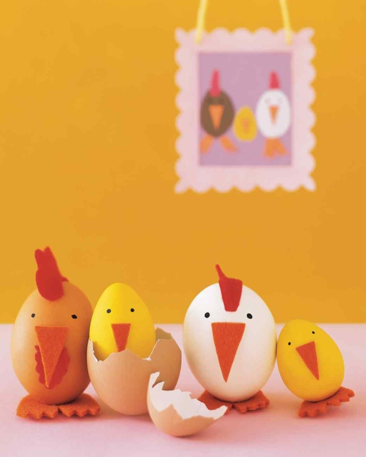 Påskpynt själv pyssla ägg-dekorera-barn-diy-papper-kycklingar-kycklingar
