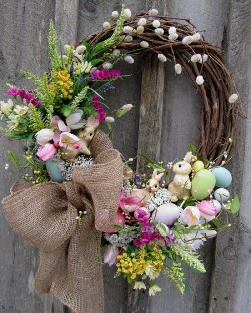 påsk dekoration påsk krans tinker idéer kaniner blommor