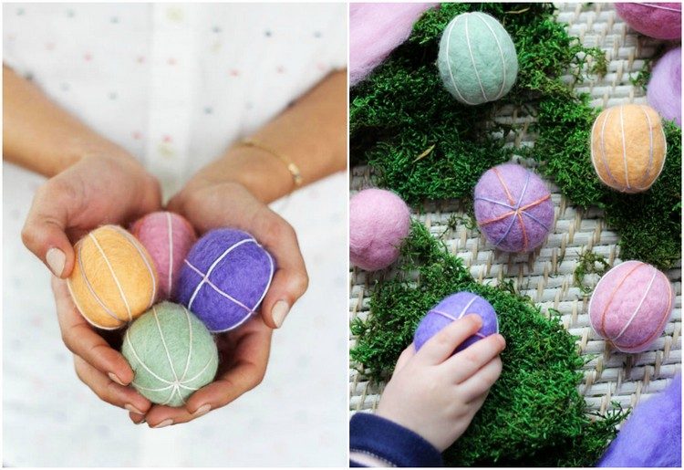 pyssla-påsk-ägg-med-barn-pyssla-ull-bollar-ägg