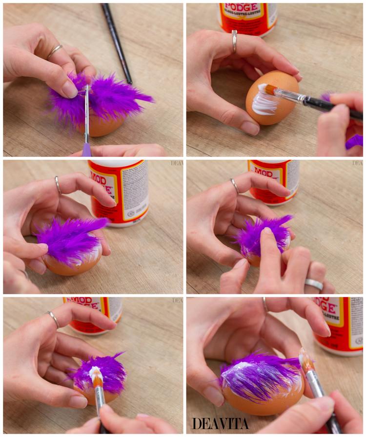 Hur man dekorerar ägg med färgglada fjädrar till påsk
