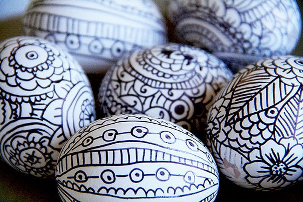 ägg permanenta markeringsteckningar skapar svartvitt