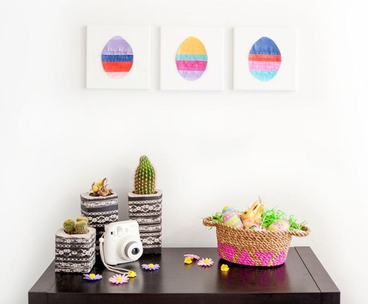 Påskägg-design-idéer-vägg-bilder-korg-ägg-exotiska