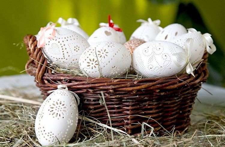 Gravera påskägg påsk dekoration-kreativ-påsk-ägg-korg-gräs