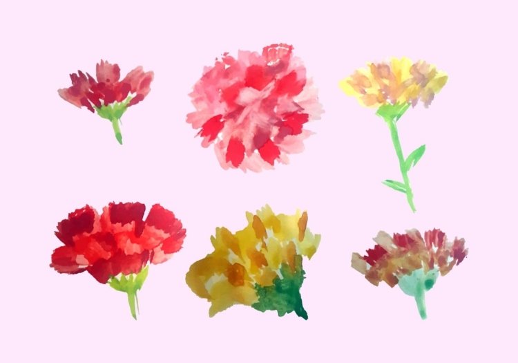 Påskägg-akvarell-målning-inspiration-blommor-nejlikor-vårdekoration