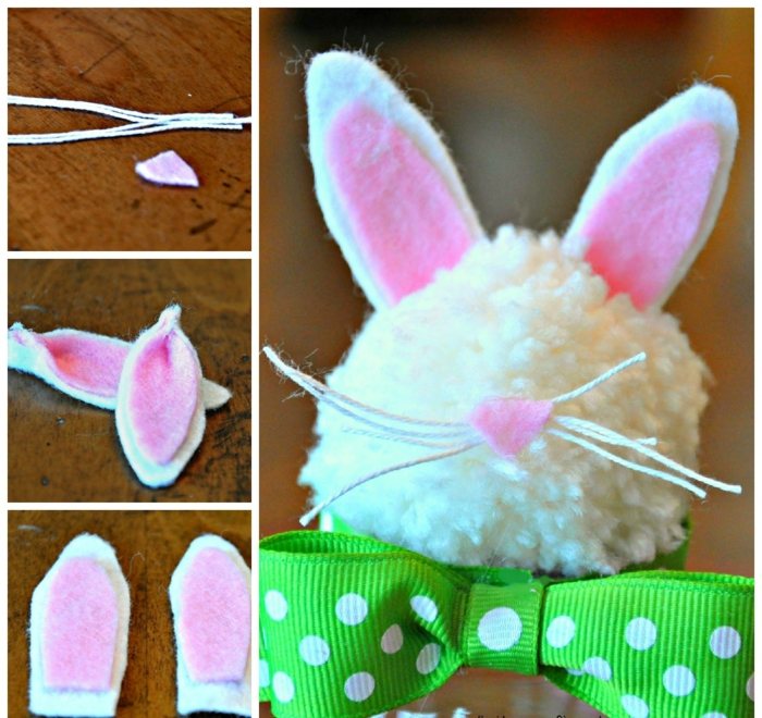 bobble easter bunny white fleece diy gift string bow