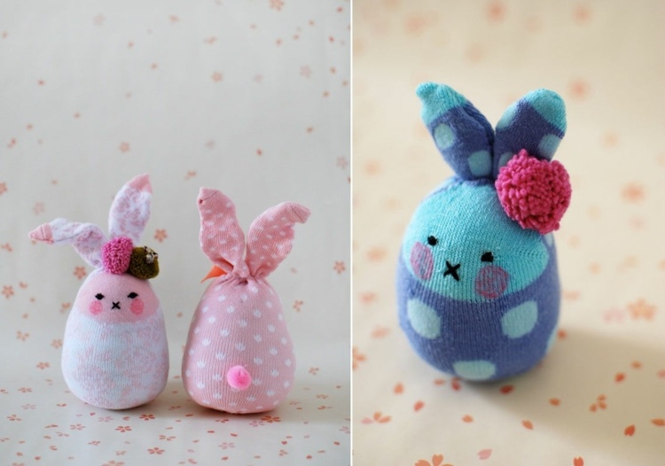 Påsk-gåvor-gör-det-själv-påsk-kanin-idé-roliga-strumpor-färgglada