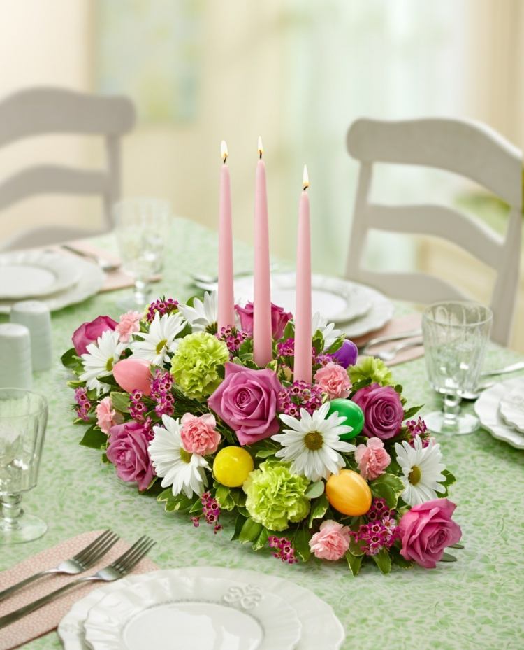 Gör påskarrangemang själv påsk-hantverk idé-påsk dekorationer-bord
