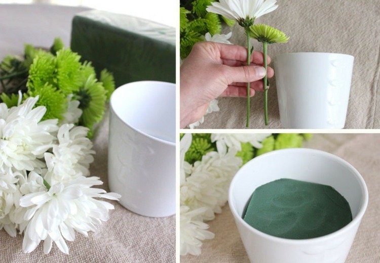 Gör själv påskarrangemang blomkruka-skum-material-blomma-diy-instruktioner