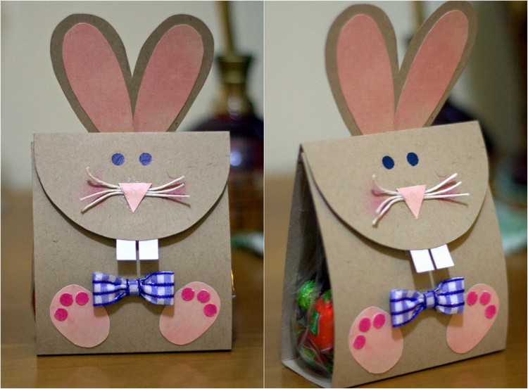 Påskhare-tinker-papper-present-påse-choklad-godis-kanin