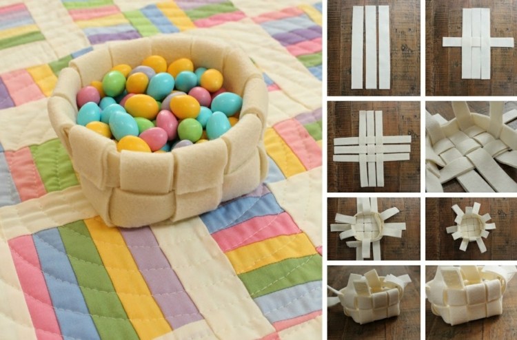 Påskkorg-tinker-barn-filt-korg-korg-påsk-dekoration-plast-ägg-färgglada
