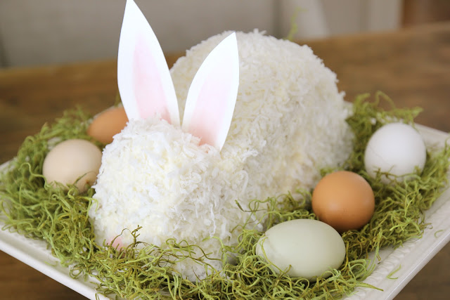 Påsk tårta recept kanin form uttorkade kokos dekoration ägg