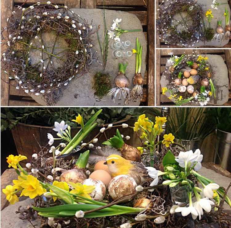 Påskbo-tinker-vår-dekoration-blomma-instruktioner-fågelbo