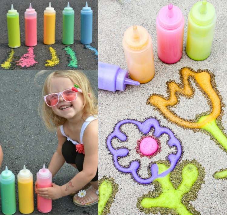 utomhusaktiviteter barn vår sommar gatumålning färger mark
