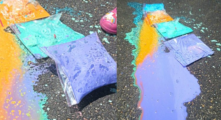 utomhusaktiviteter barn vår sommar gata måla målarpåsar måla