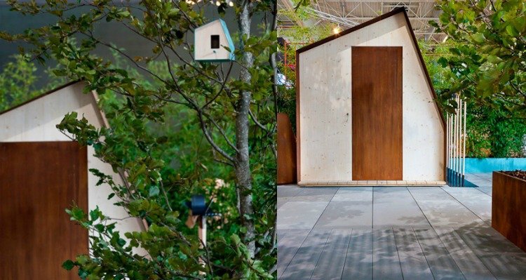 lounge-möbler-utomhus-tillbehör-design-trädgårdshus-corten stål-fågelhus
