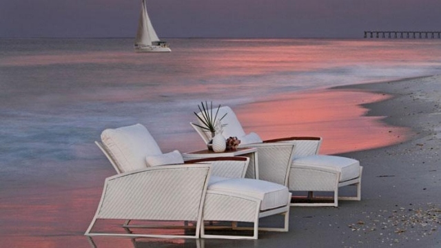 utomhus utomhus möbler lounge hav solnedgång romantik