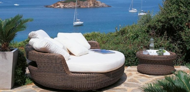 Rund soffa dagbäddsdesign stoppning-Eden Waprolace-tyg