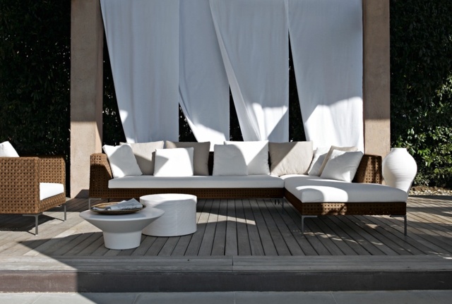 Trädgårdsmöbler koppla av utomhus soffbord vit färg