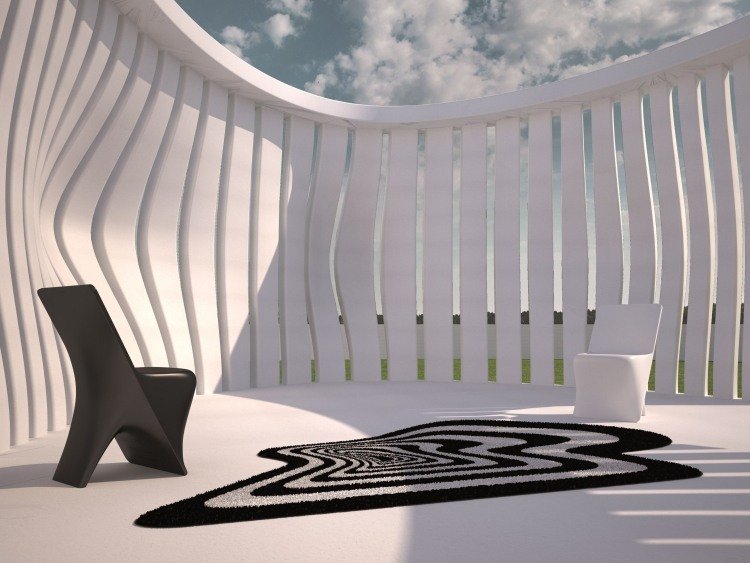 utomhus-mattor-trädgård-balkong-svart-vitt-mönster-modern-twist & amp; skrik