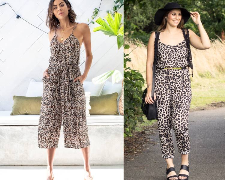 Outfits med leopardmönstrad jumpsuit sommartrend 2019