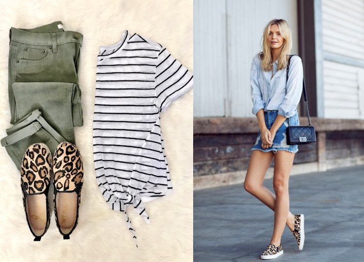 Outfits med leopardmönster espadrilles denim kjolskjorta sportig elegant