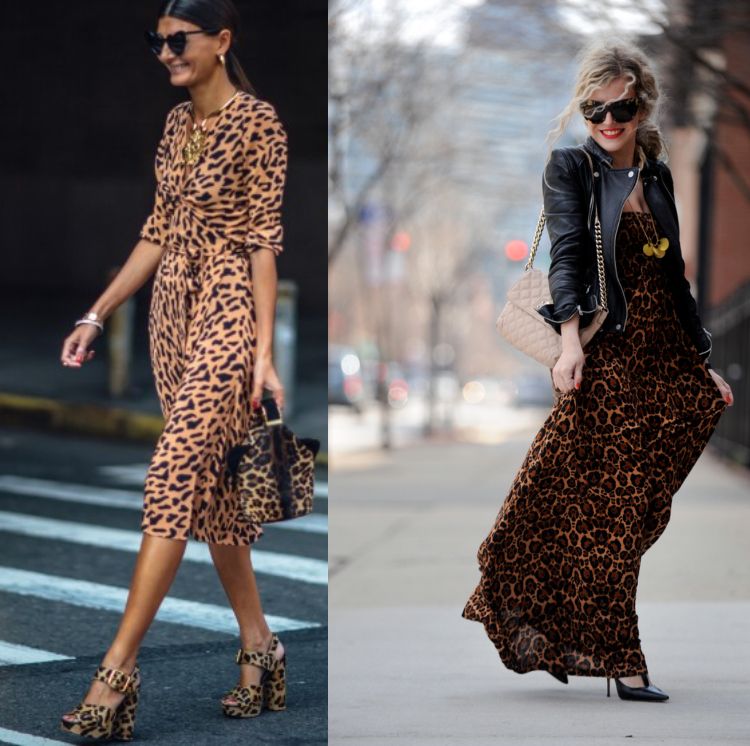 Leopardmönster Maxiklänning Läderjacka Pumps outfits