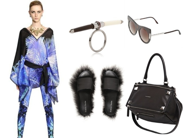Outfits sommar 2015 -överallt-robertocavalli-ring-danielavillegas-sandaler-simonerocha-glasögon-stellamccartney-väska-givenchy