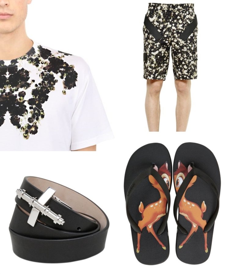 outfits-sommar-2015-t-shirt-byxor-bälte-flipflops-givenchy