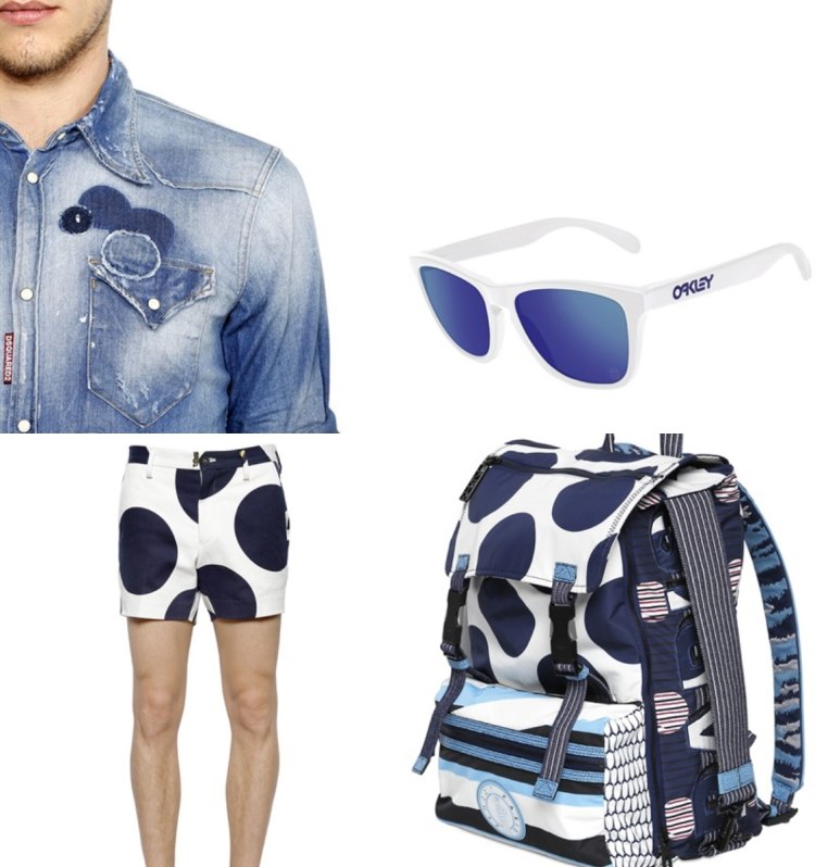 outfits-sommar-2015-denim-shirt-dsquared-byxor-ryggsäck-kenzo-glasögon-oakley