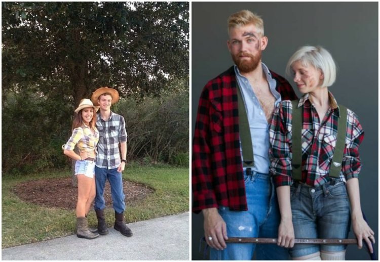 par-kostymer-karneval-cowboy-timmerjacka-rutig-skjorta-jeans-hatt