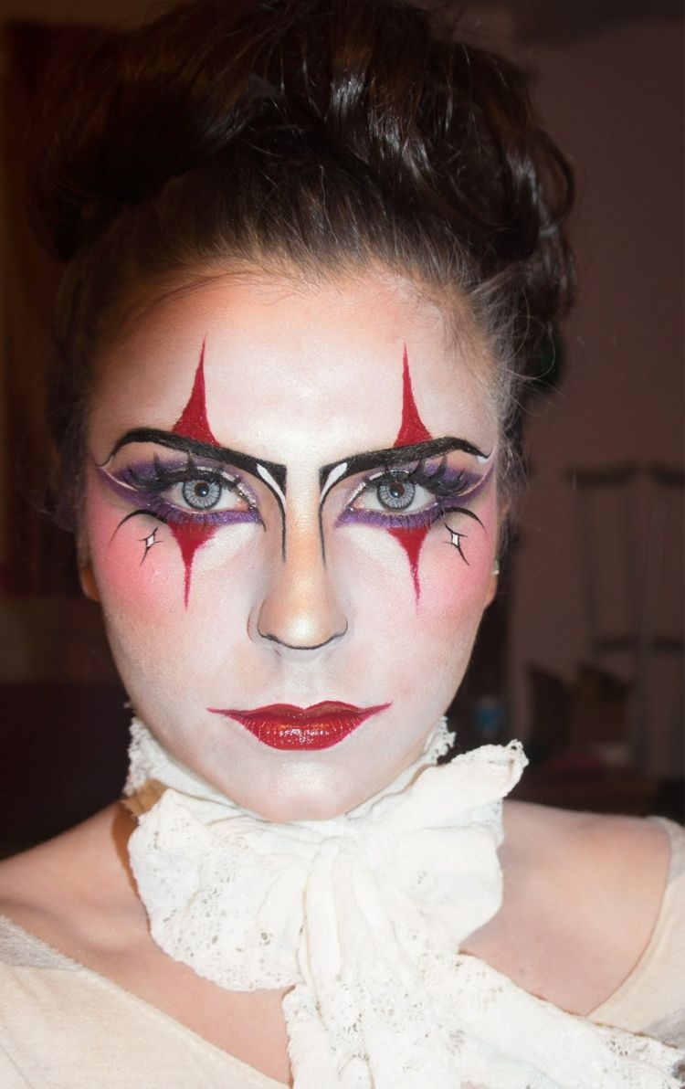 harlekin smink ansikte kvinna karneval halloween
