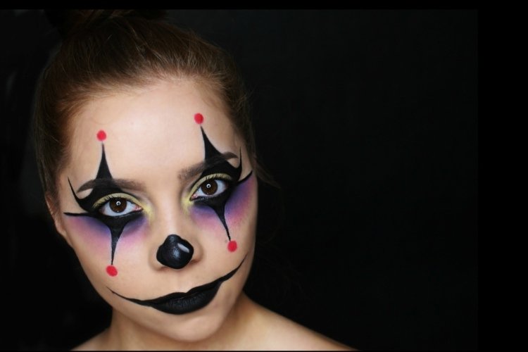clown face make up harlekin make up diy kvinna