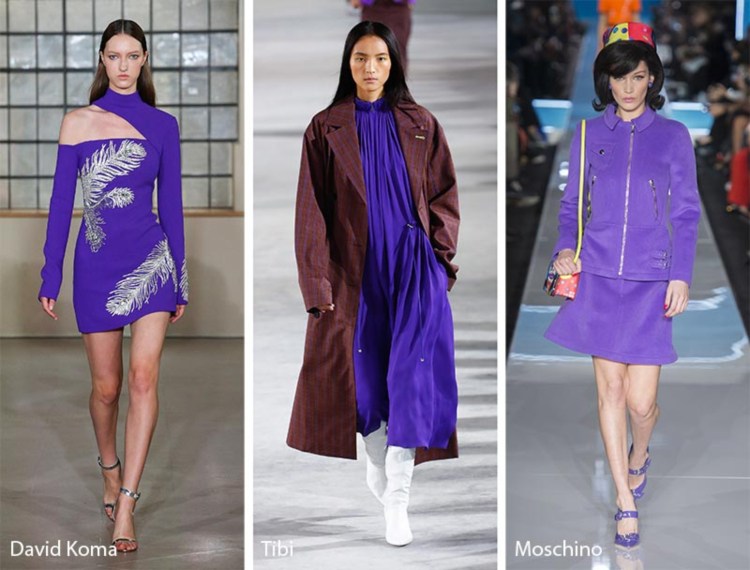 pantone färger ultravioletta klänningar ensemble aviator jacka kjol