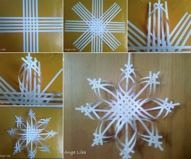 papper stjärna smycken dekoration jul vit snöflinga instruktioner