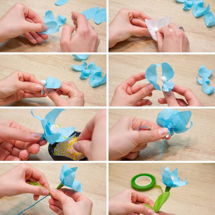 Hur man gör pappersblommor Instruktioner för att limma rosenpapperspapper